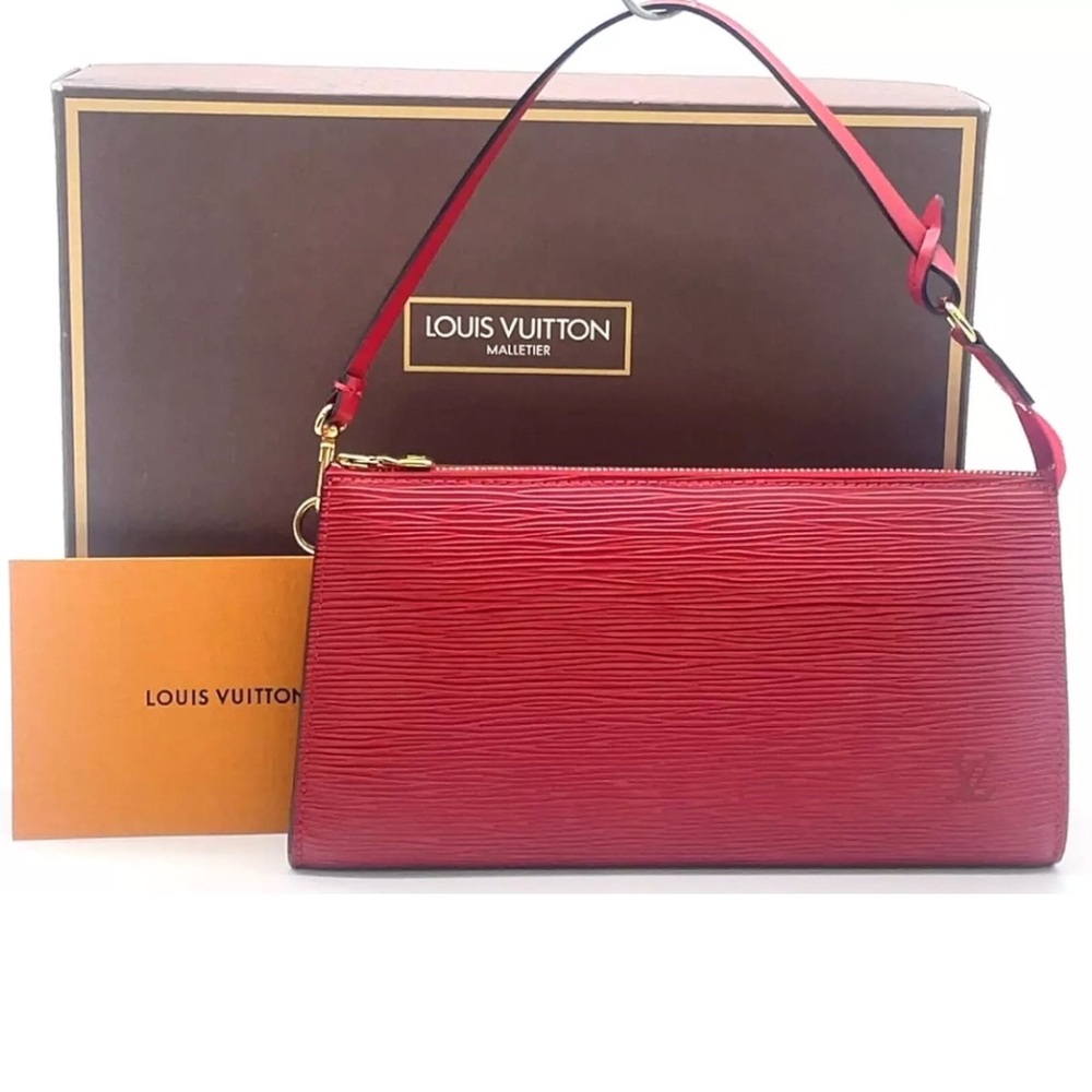 Louis Vuitton NWOT Castillan Red Epi Pochette Acessoires wBox AR1010 NEW